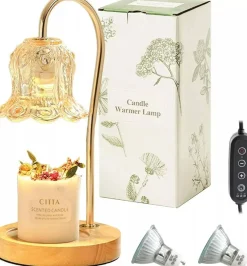 Candle Warmer Lamp with 2 Bulbs Night Light with Timer & Dimmer for Home Decor