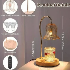 Candle Warmer Lamp with 2 Bulbs Night Light with Timer & Dimmer for Home Decor