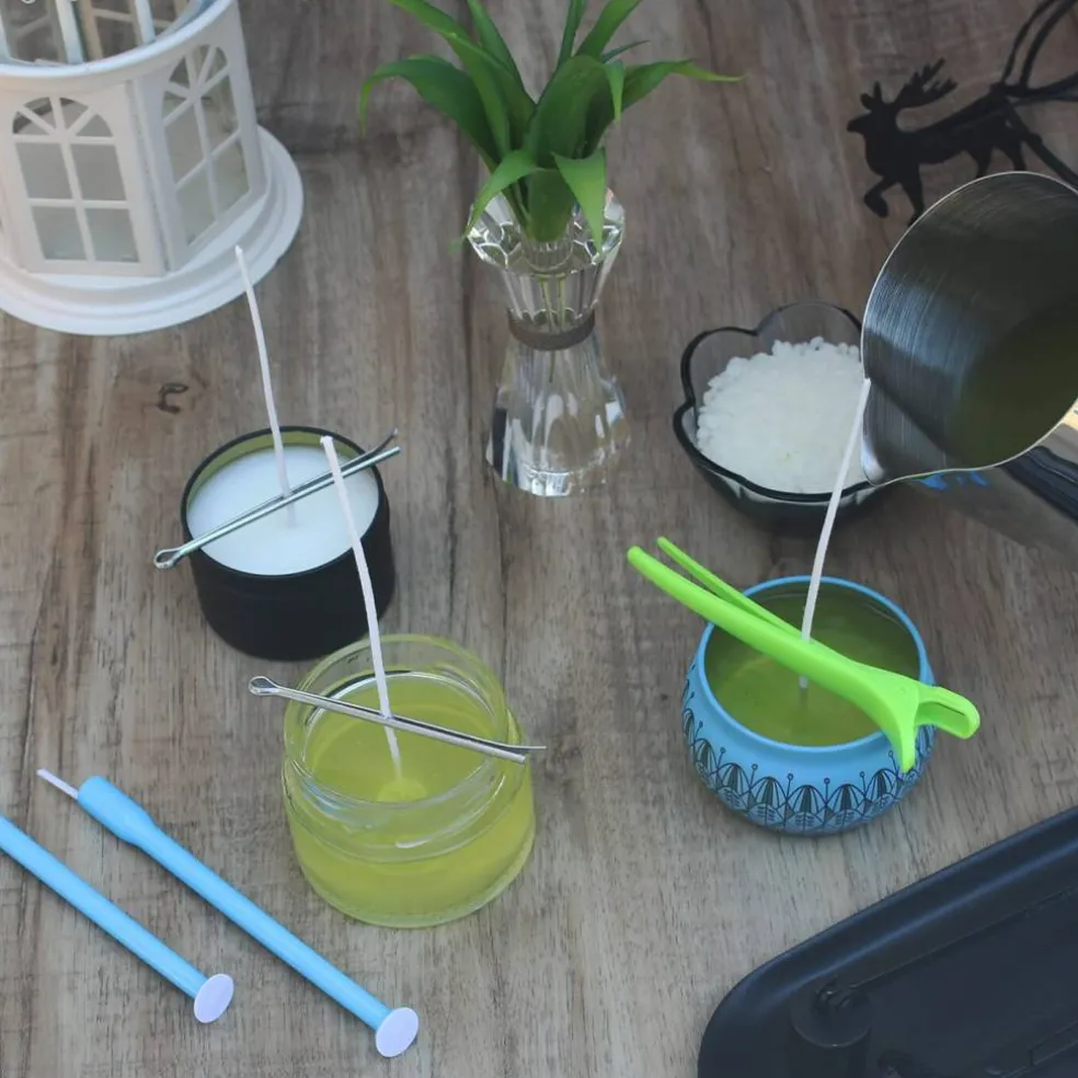 Candle Wick Kit - 60 Cotton Wicks with Candle Making Tools (Thick 4"+6"+8")