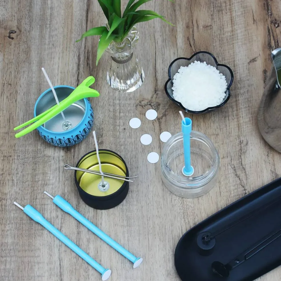 Candle Wick Kit - 60 Cotton Wicks with Candle Making Tools (Thick 4"+6"+8")