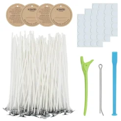 Candle Wick Kit - 60 Cotton Wicks with Candle Making Tools (Thick 4