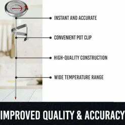 Candy Thermometer with Pot Clip - Deep Fry Oil Thermometer for Frying - Cooking Thermometer for Frying Oil Candle Making Hot Oil Deep Fryer Thermometer 8" Side of Pot Thermometer