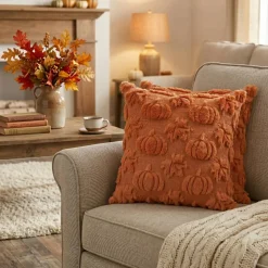 Caramel Pumpkin Fall Throw Pillow Covers 18x18 Inch