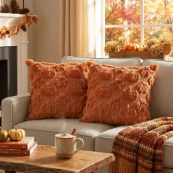 Caramel Pumpkin Fall Throw Pillow Covers 18x18 Inch
