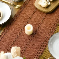 Caramel Woven Farmhouse Fall Table Runner 12x72 Inch