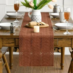 Caramel Woven Farmhouse Fall Table Runner 12x72 Inch