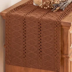 Caramel Woven Farmhouse Fall Table Runner 12x72 Inch
