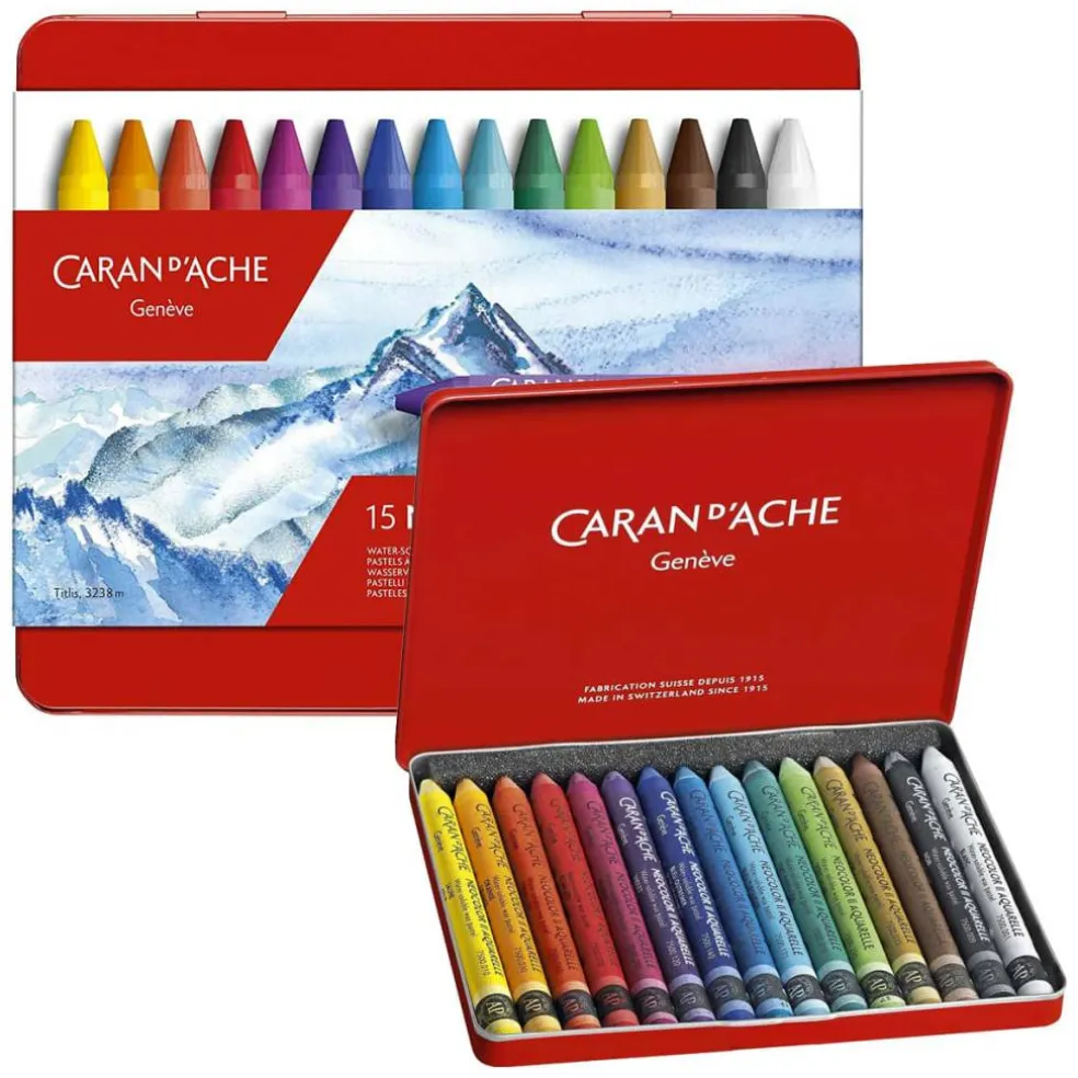 Caran D'ache NeoColor II Crayons Tin Case Set of 15 - Multicolor
