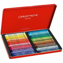 Caran d'Ache Neocolor I Permanent Wax Pastels Tin Set of 40, Multicolor