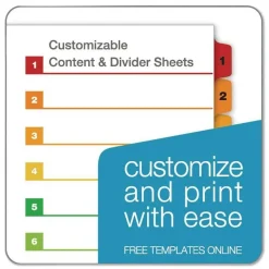 Cardinal 11 x 8.5 OneStep Printable Table of Contents and 1 to 15 Dividers - White/Assorted Tabs (15/Set)