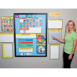 Carson Dellosa Circle Time Learning Center 214 pc Set, Calendar, Monthly Headers, Cover Ups, Weather, Colors, Shapes, Alphabet, Numbers Educational Posters, Bulletin Board, Homeschool, Classroom Decor