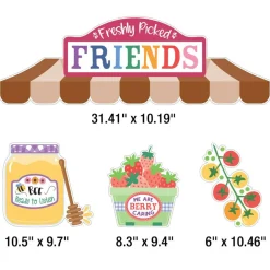 Carson Dellosa Freshly Picked Friends 41pc Bundle Bulletin Board Set, Colorful Cardstock Banner, Fruit Name Labels, Farmers Market Theme Decorations for Homeschool and Classroom Decor