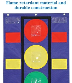 Carson Dellosa 26" x 19.75" Stoplight Behavior Charts for Kids at Home, Pocket Chart With Red, Green, Yellow Classroom Lights and Dry Erase Student Sticks, Social Emotional Learning Teaching Supplies