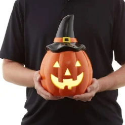 Casafield Pre Lit Ceramic Halloween Jack-O-Lantern Tabletop Decor