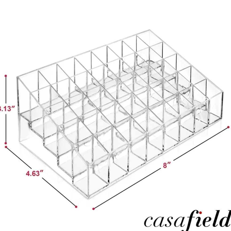 Casafield 40 Slot Acrylic Lipstick & Makeup Organizer - Cosmetic Display Case - Clear
