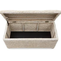 Casafield 36" Storage Trunk with Curved Lid and Safety Hinge, Water Hyacinth Wicker Storage Chest for Bedroom, Entry Way, Living Room