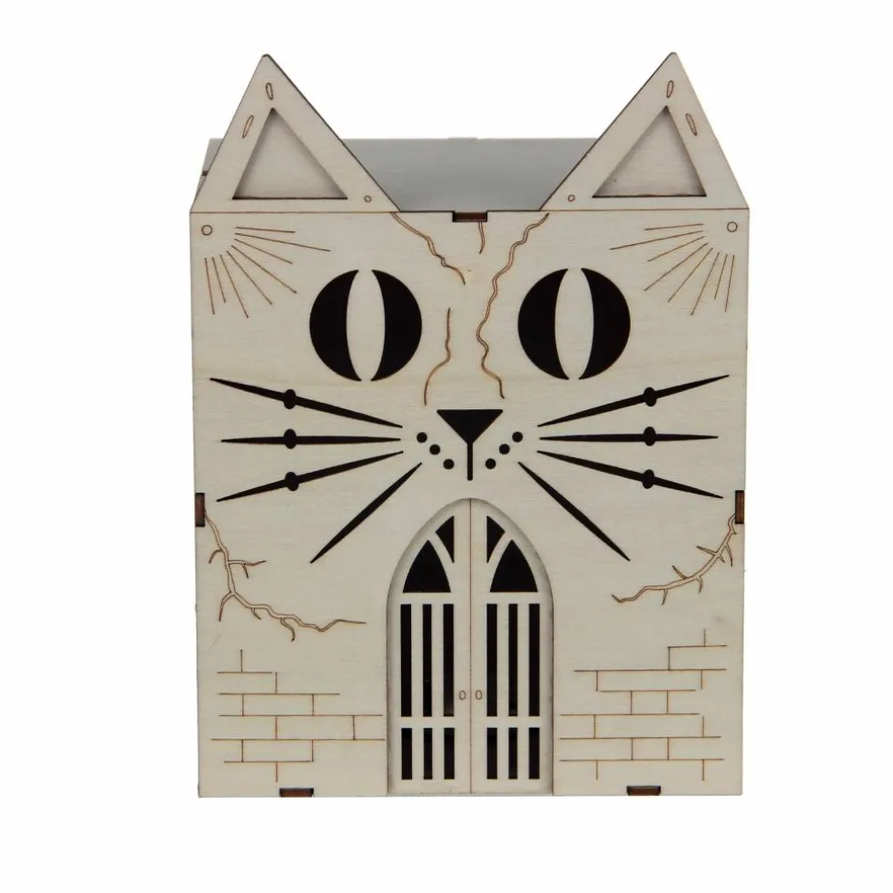 7.25" Cat Face Villa DIY LED Wood Décor by Make Market®