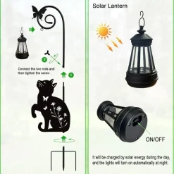 Cat Solar Lights Outdoor Garden Stake, Metal Black Cat Silhouette Yard Decor, Solar-Powered Animal Lawn Ornament for Garden, Patio, Pathway & Walkway, Unique Cat Lover Gift