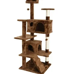 53" Cat Tree Activity Tower Pet Furniture Sisal-Covered Scratch Post Home Brown
