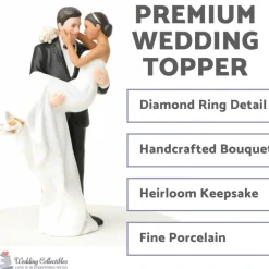 Caucasian Groom Holding African American Bride Interracial Cake Topper Figurine