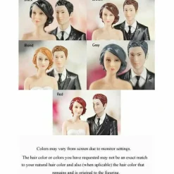 Caucasian Groom Holding African American Bride Interracial Cake Topper Figurine