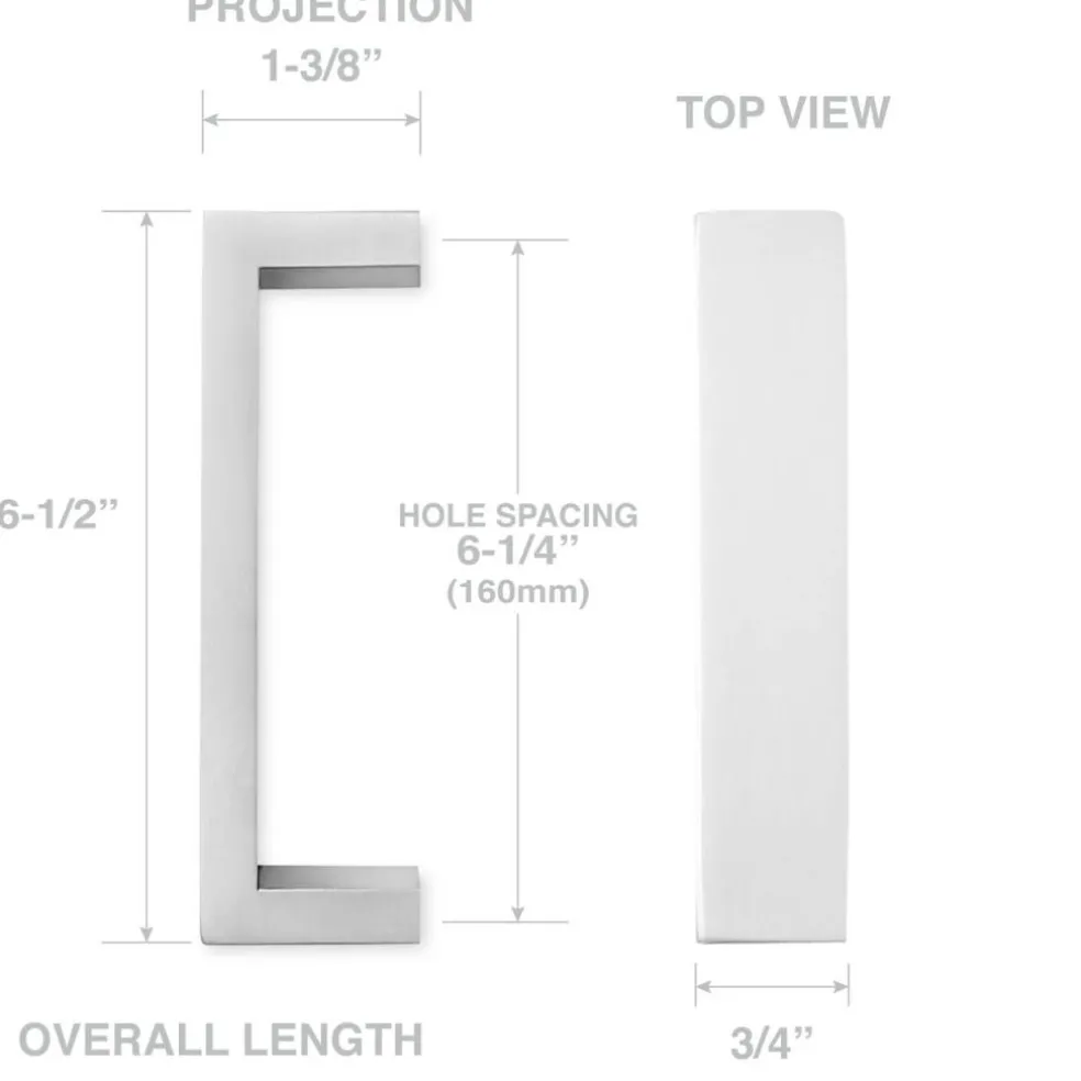 Cauldham Solid Stainless Steel Cabinet Hardware Square Handle Pull Brushed Satin Nickel