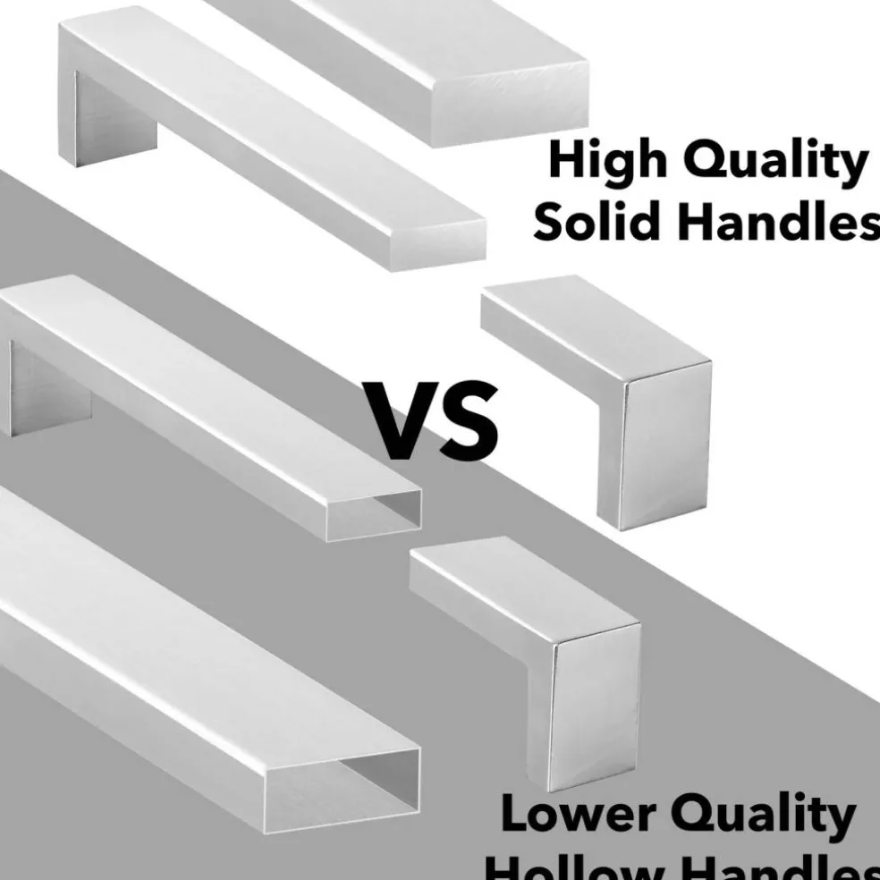 Cauldham Solid Stainless Steel Cabinet Hardware Square Handle Pull Brushed Satin Nickel