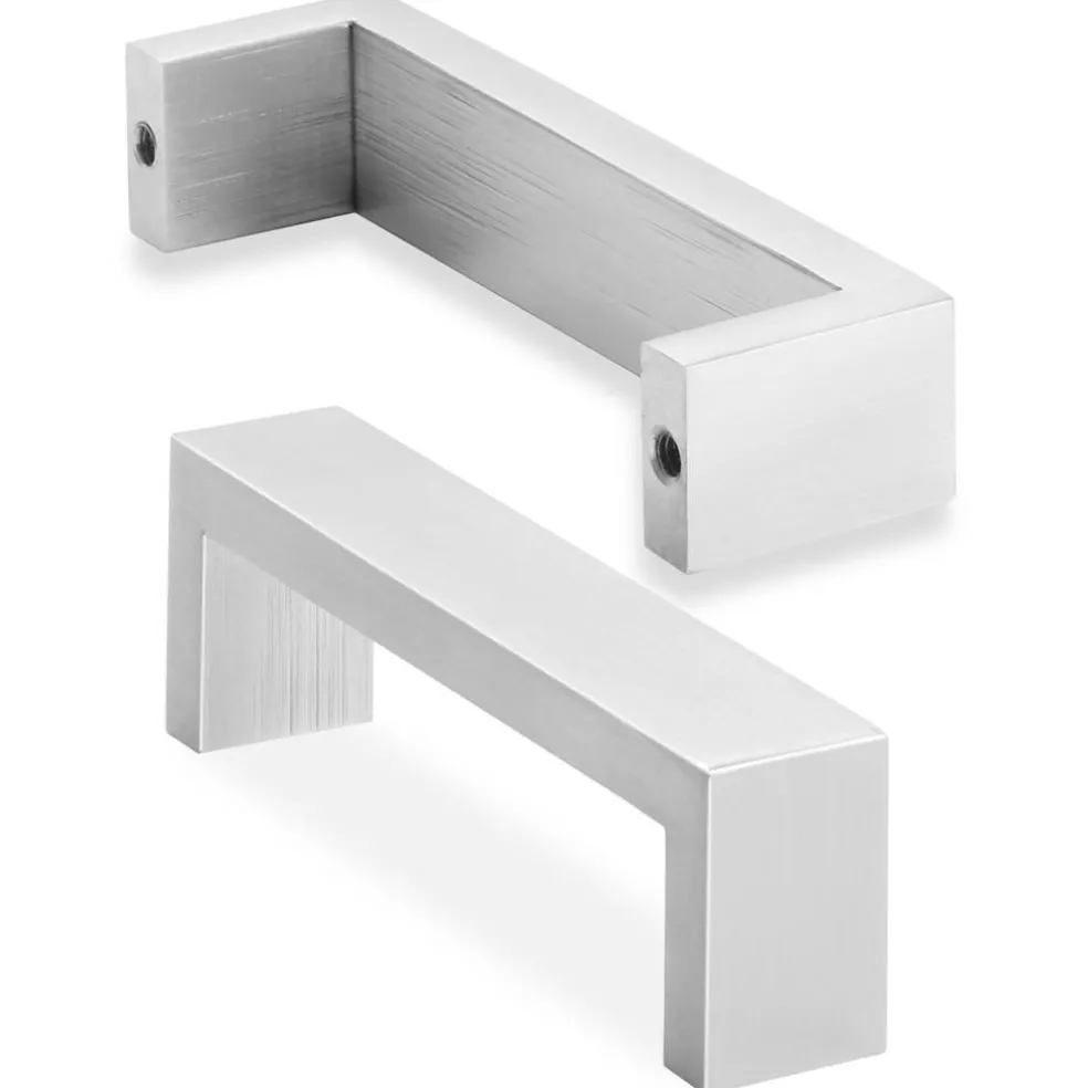 Cauldham Solid Stainless Steel Cabinet Hardware Square Handle Pull Brushed Satin Nickel