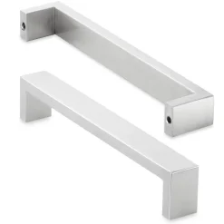 Cauldham Solid Stainless Steel Cabinet Hardware Square Handle Pull Brushed Satin Nickel