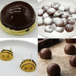 24 Cavities Semicircle Silicone Molds - Mini Semi Sphere Round Dome Fondant Mold, Bomb Teacake Baking Pan for Cake Decoration, Chocolate Candy Gummy Mousse Jelly Pudding Ice Cube Tray, Set of 2