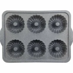 6-Cavity Metal Reinforced Silicone Mini Fluted Cake Pan by Makery®