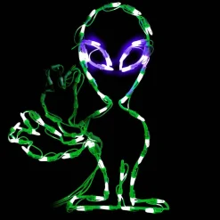 CC Christmas Decor LED Lighted Alien Waving Peace Out Outdoor Halloween Decoration - 21"