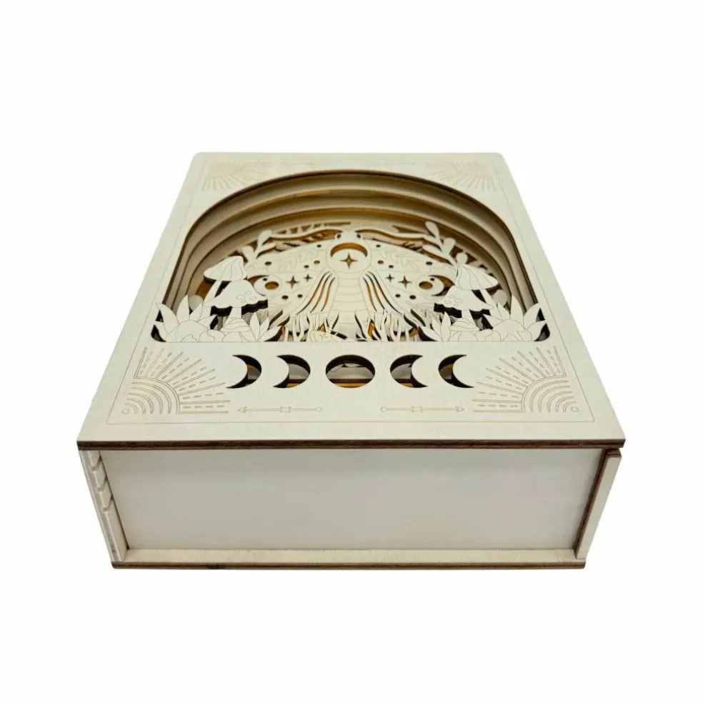 8.75" Celestial Moth Shadow Box DIY LED Wood Décor by Make Market®