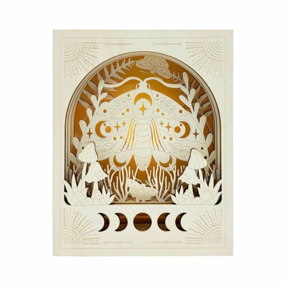 8.75" Celestial Moth Shadow Box DIY LED Wood Décor by Make Market®