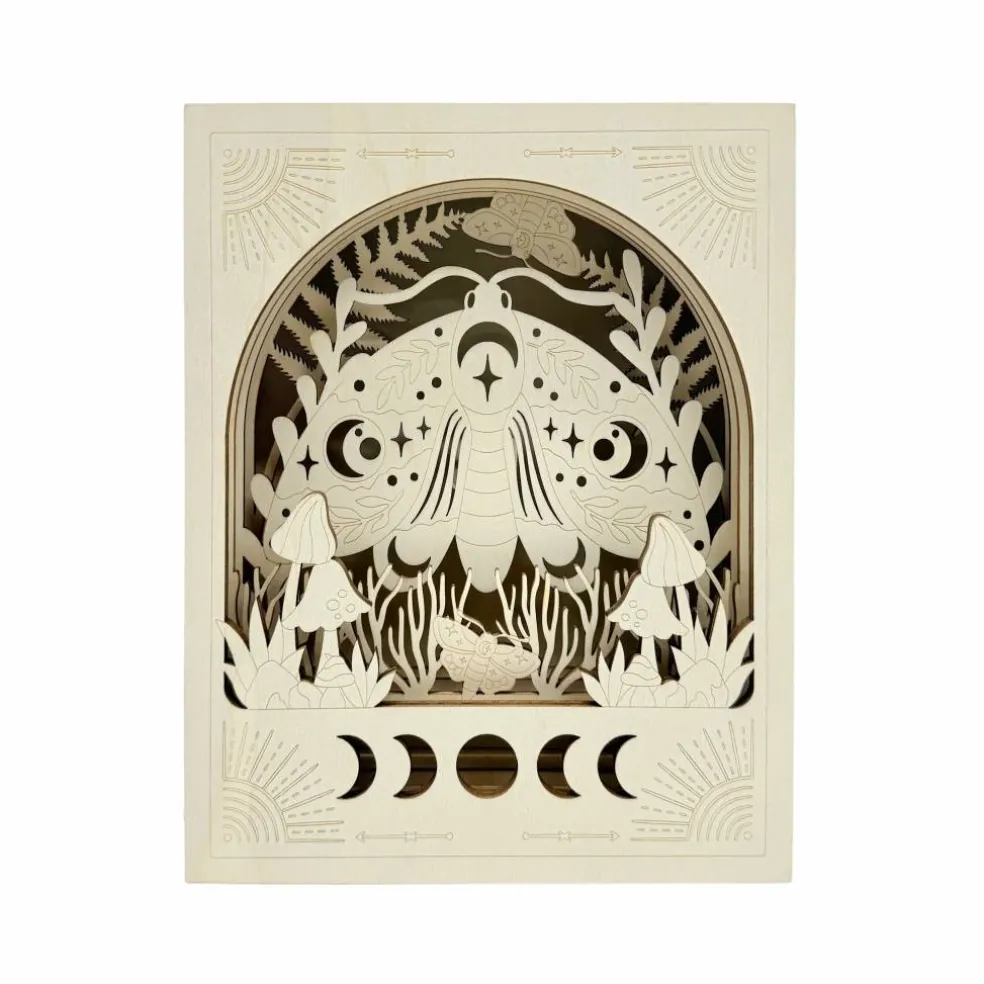 8.75" Celestial Moth Shadow Box DIY LED Wood Décor by Make Market®