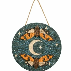 8" Celestial Moths Round Wood Plaque Diamond Art Kit by Make Market®