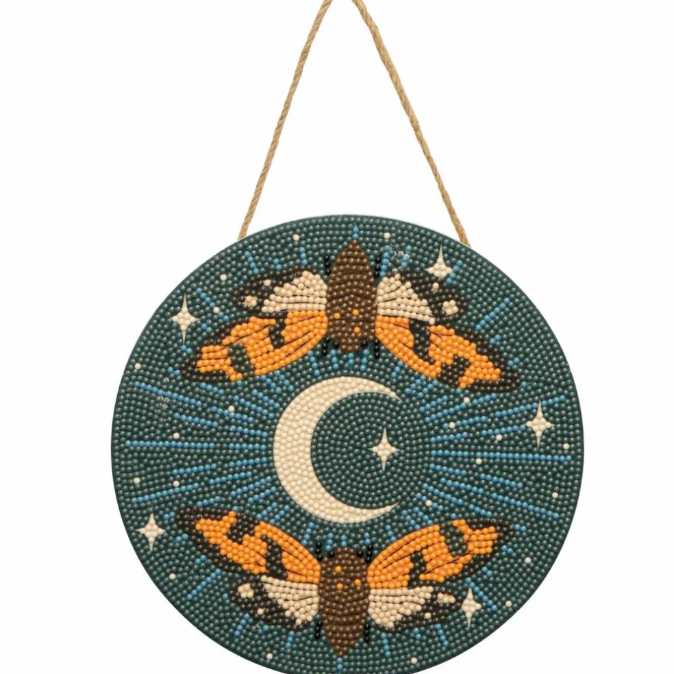 8" Celestial Moths Round Wood Plaque Diamond Art Kit by Make Market®