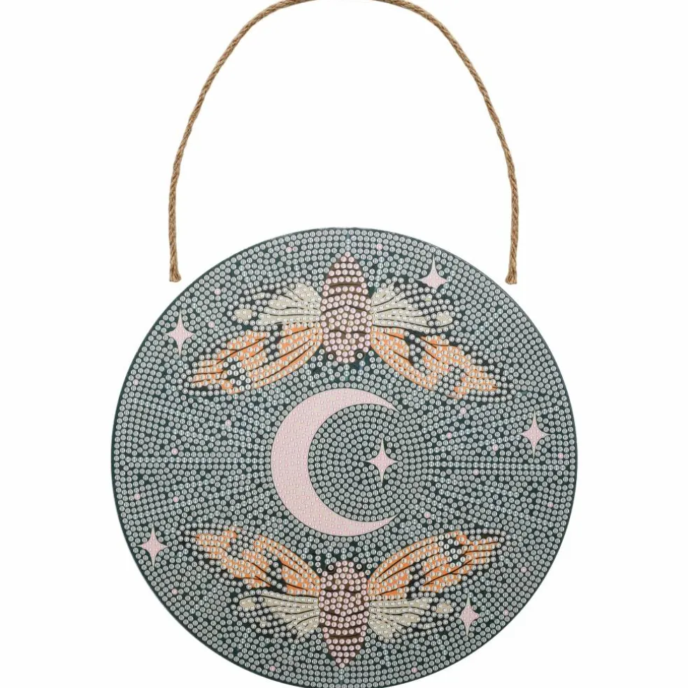 8" Celestial Moths Round Wood Plaque Diamond Art Kit by Make Market®