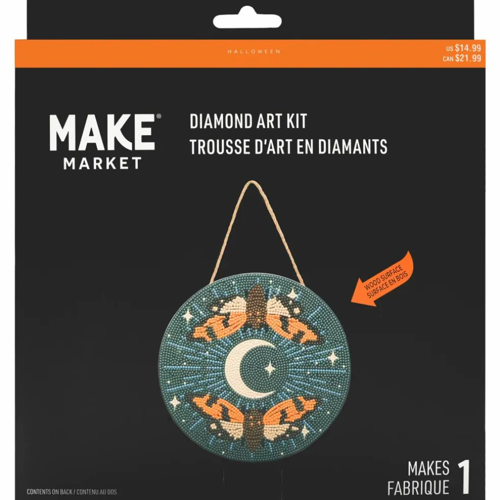 8" Celestial Moths Round Wood Plaque Diamond Art Kit by Make Market®