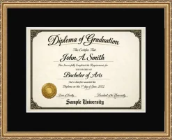 Certificate Frame 13.25x16.75 Museum Bronze Hardwood With Black Mat - Fits 8.25x11.75