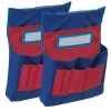 Chair Storage Pocket Chart, Blue & Red, 18-1/2"H x 14-1/2"W x 2-1/2"D, Pack of 2