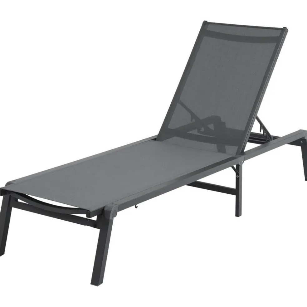 Chaise Lounge Chair Outdoor Patio Adjustable 5 Position Aluminum Frame Breathable Fabric