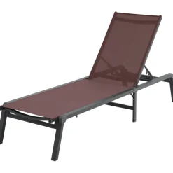 Chaise Lounge Chair Outdoor Patio Adjustable 5 Position Aluminum Frame Breathable Fabric