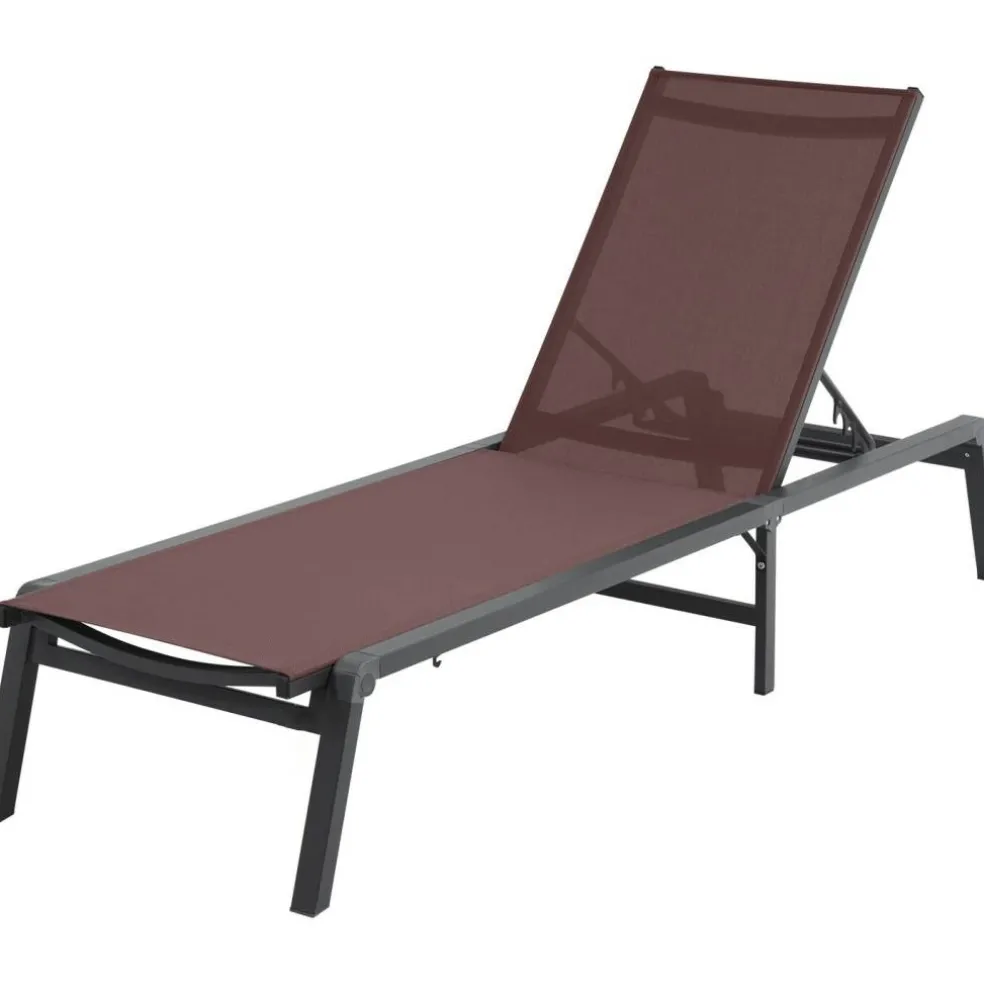 Chaise Lounge Chair Outdoor Patio Adjustable 5 Position Aluminum Frame Breathable Fabric