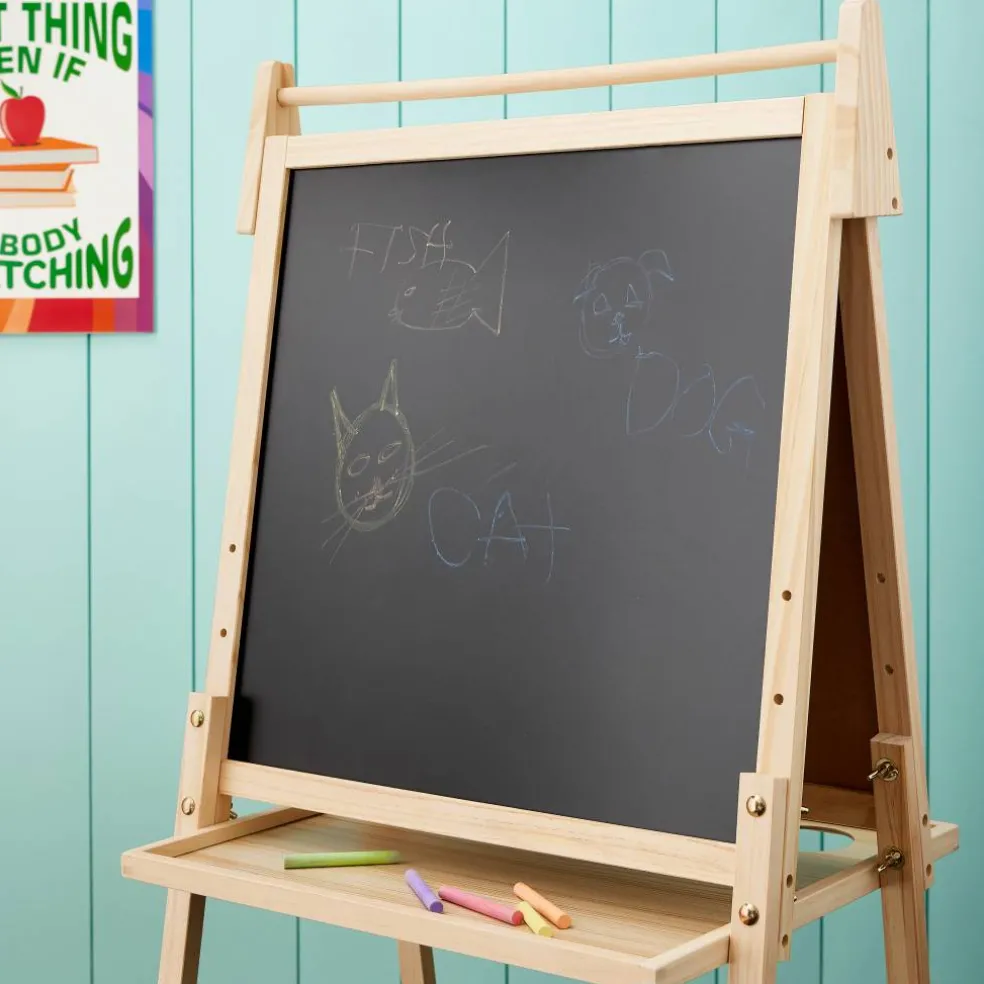 22" Chalkboard & White Erase Board Floor Easel