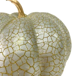 12" Champagne Gold Crackled Fall Harvest Pumpkin Decoration