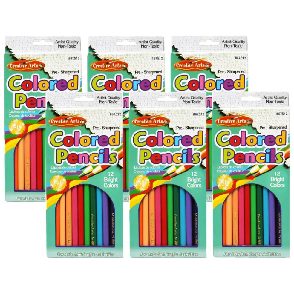 Charles Leonard Pre-Sharpened Colored Pencils, 6 Packs of 12