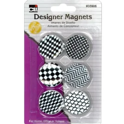 Charles Leonard Super Strong Designer Button Style Magnets, 12 packs of 6