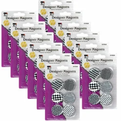 Charles Leonard Super Strong Designer Button Style Magnets, 12 packs of 6
