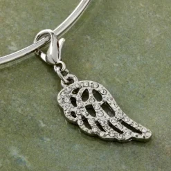 Charmalong™ Stone Pave Rhodium Wing Charm by Bead Landing™